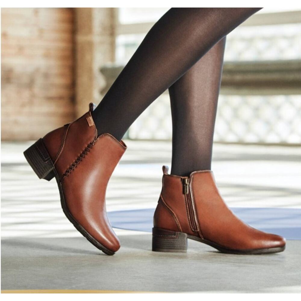 Pikolinos Malaga Heeled Ankle Boots Topo Cuero Leather Size 7.5/8 US 38 EU NIB